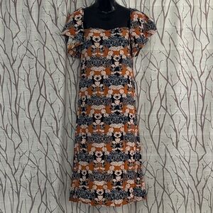 ✨NWT: Elegant “Valija” Floral Midi Dress in Orange and Black - Size XS✨